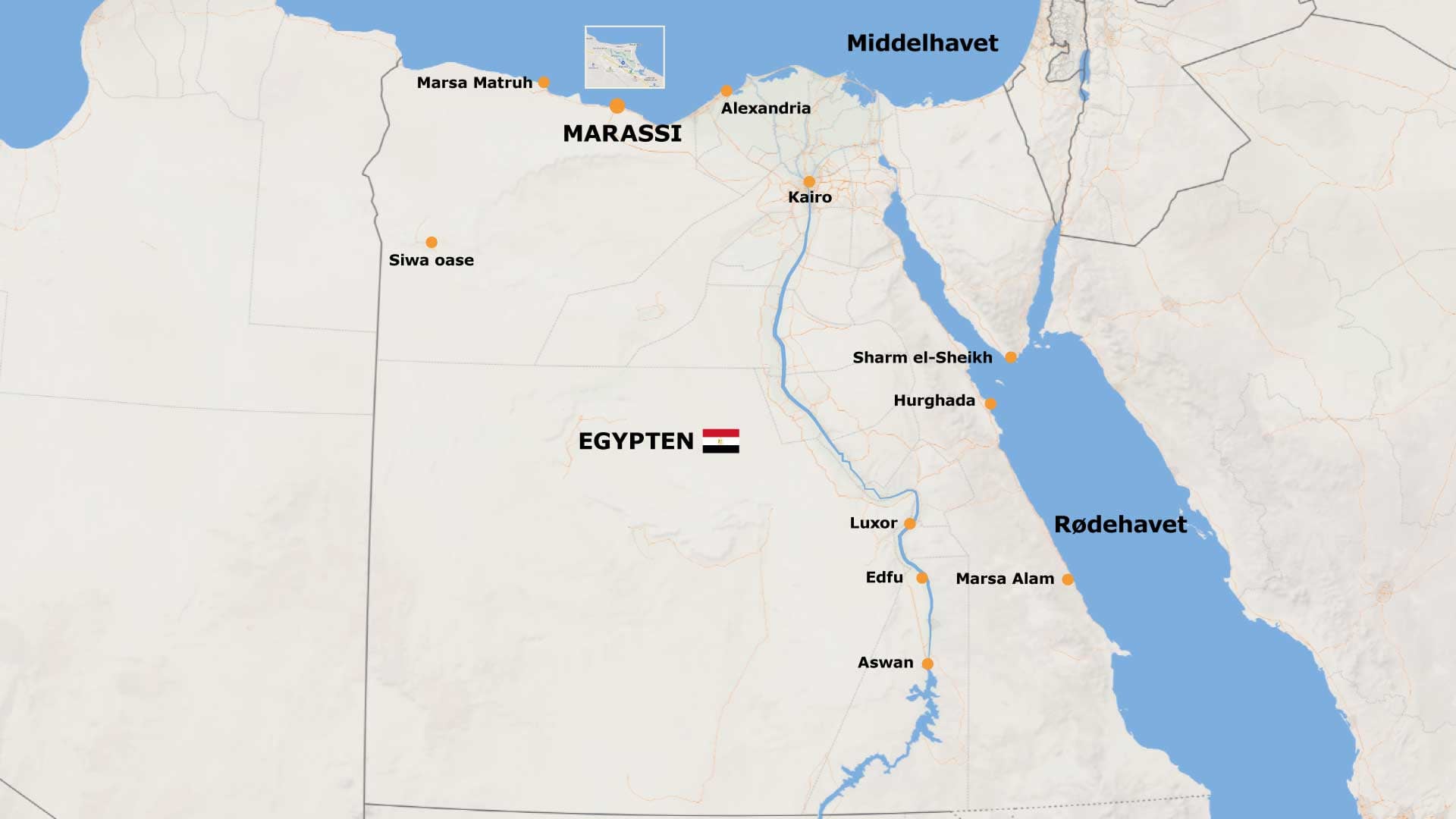 Kort over hvor finder du Marassi i Egypten 
